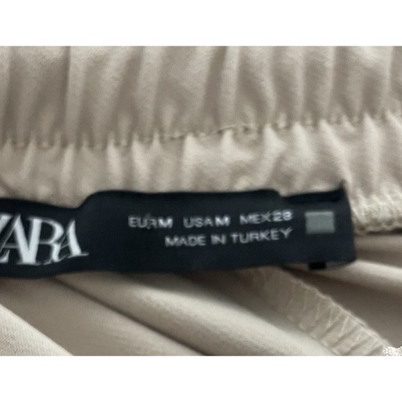 Zara Pants Women Medium Beige Wide Legs Pants Zipper Pockets Gorpcore - Picture 3 of 3